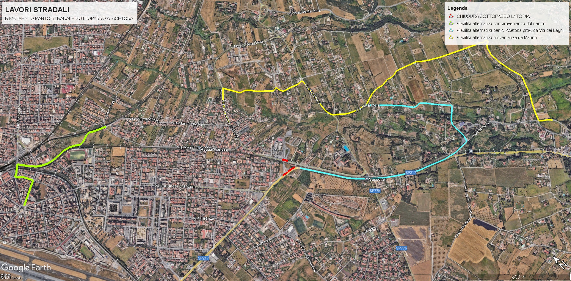 Lavori di rifacimento del manto stradale del sottopasso Acqua Acetosa - Info sulla viabilità provvisoria e percorsi alternativi