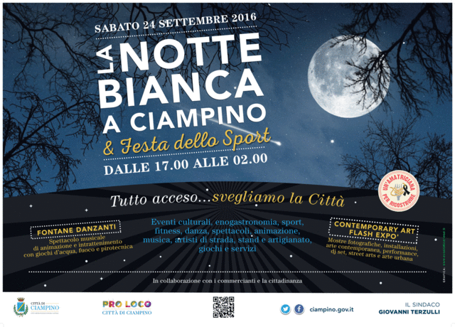 Sabato 24 Settembre 2016: La Notte Bianca a Ciampino & Festa dello Sport