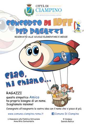 Comunicato Stampa del Comune di Ciampino - Concorso di idee per ragazzi per dare un nome alla nuova mascotte del Comune di Ciampino