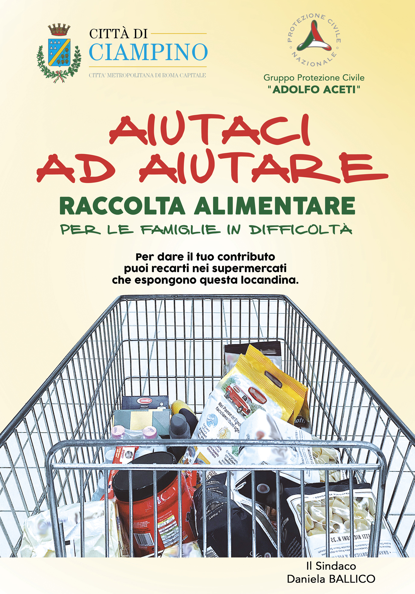 Comunicato Stampa del Comune di Ciampino - “Aiutaci ad aiutare” iniziativa di spesa solidale Comune di Ciampino e Gruppo di Protezione Civile