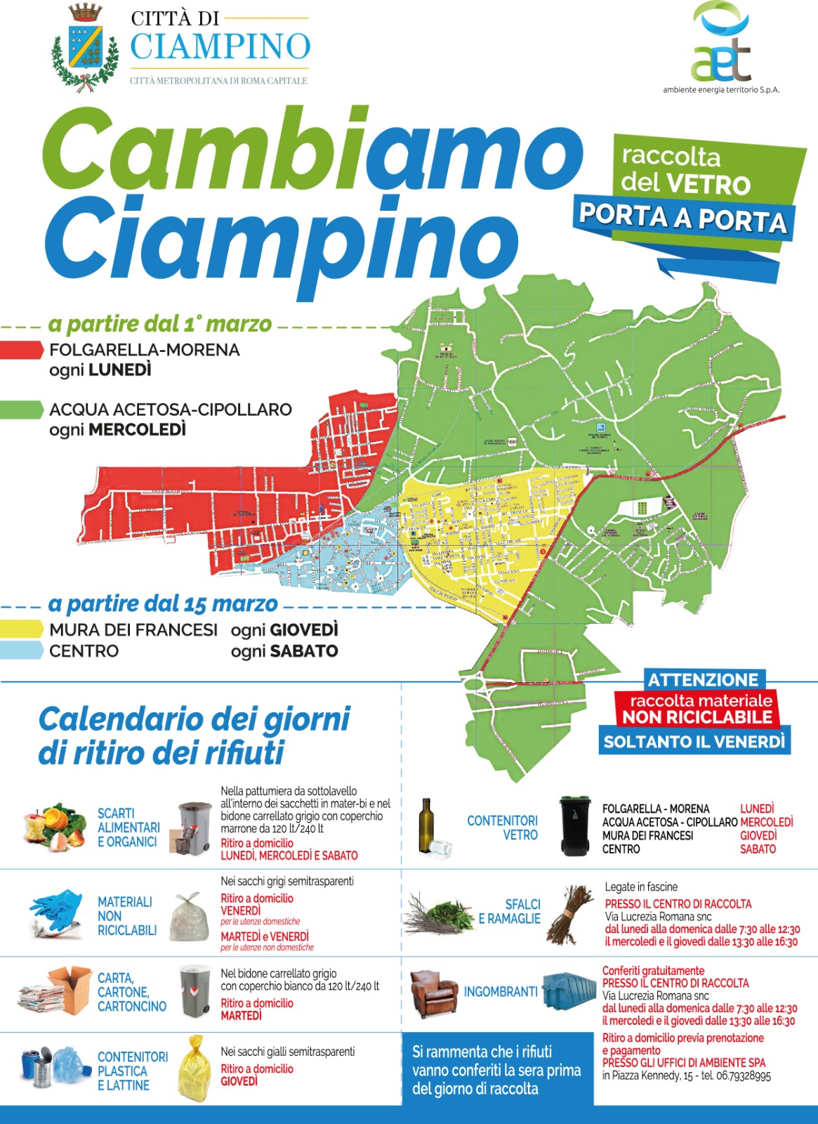 Nuovo calendario di raccolta porta a porta per zone