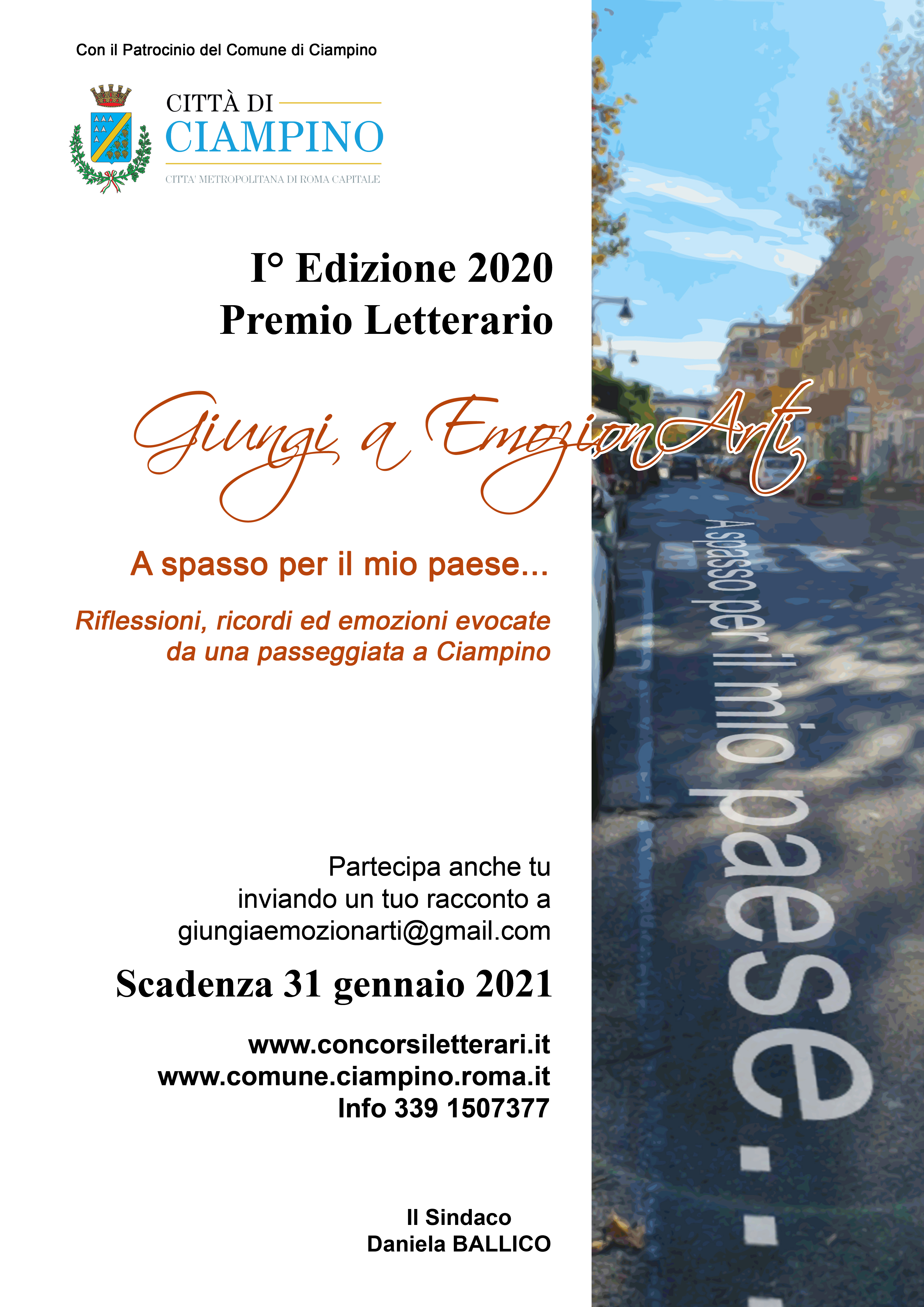 Comunicato Stampa del Comune di Ciampino - Il 20 maggio premiazione concorso letterario nazionale “Giungi a emozionarti”