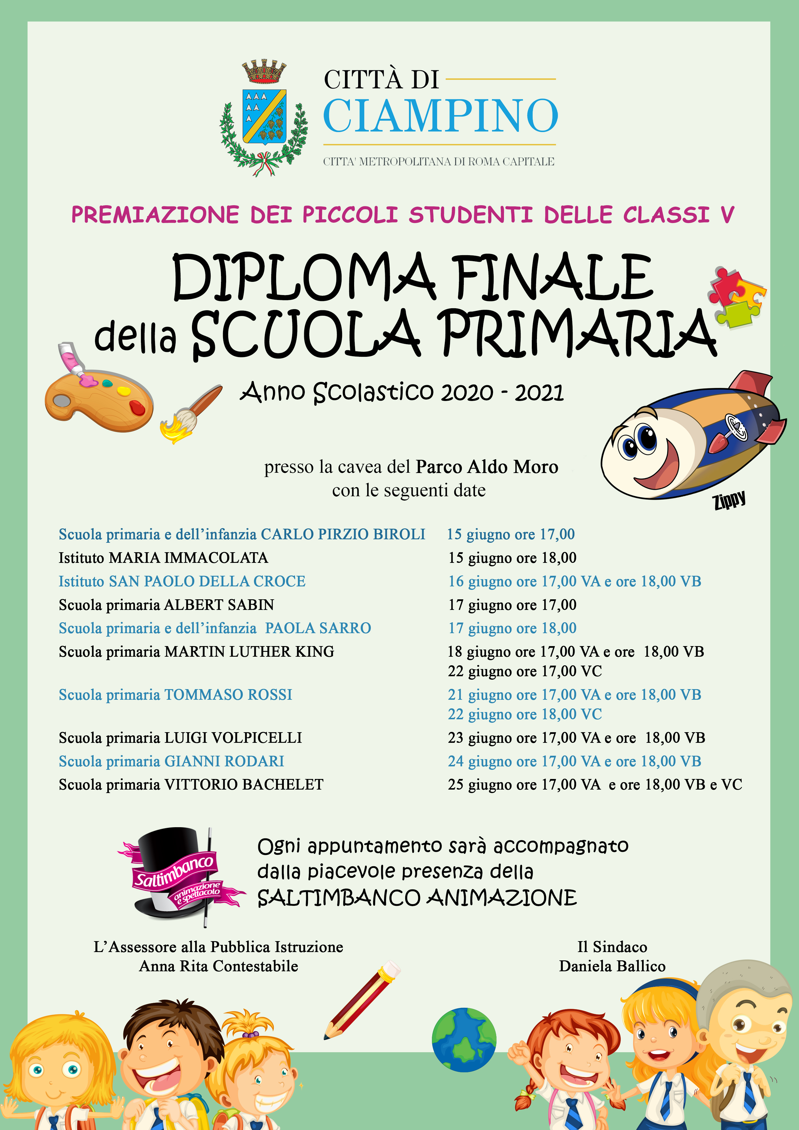 Comunicato Stampa del Comune di Ciampino – Il 15 giugno prende il via la consegna dei Diplomi finali della scuola primaria