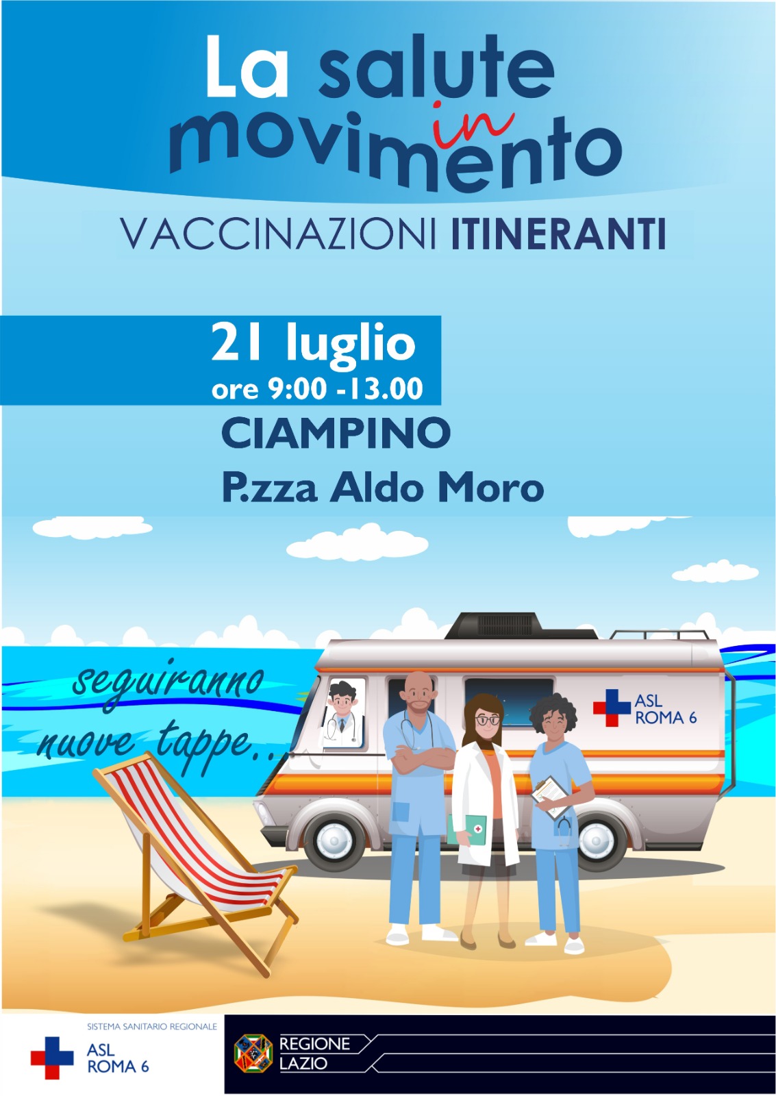 Il 21 luglio arriva a Ciampino la Campagna di vaccinazione itinerante anti Covid-19 "La salute in Movimento"