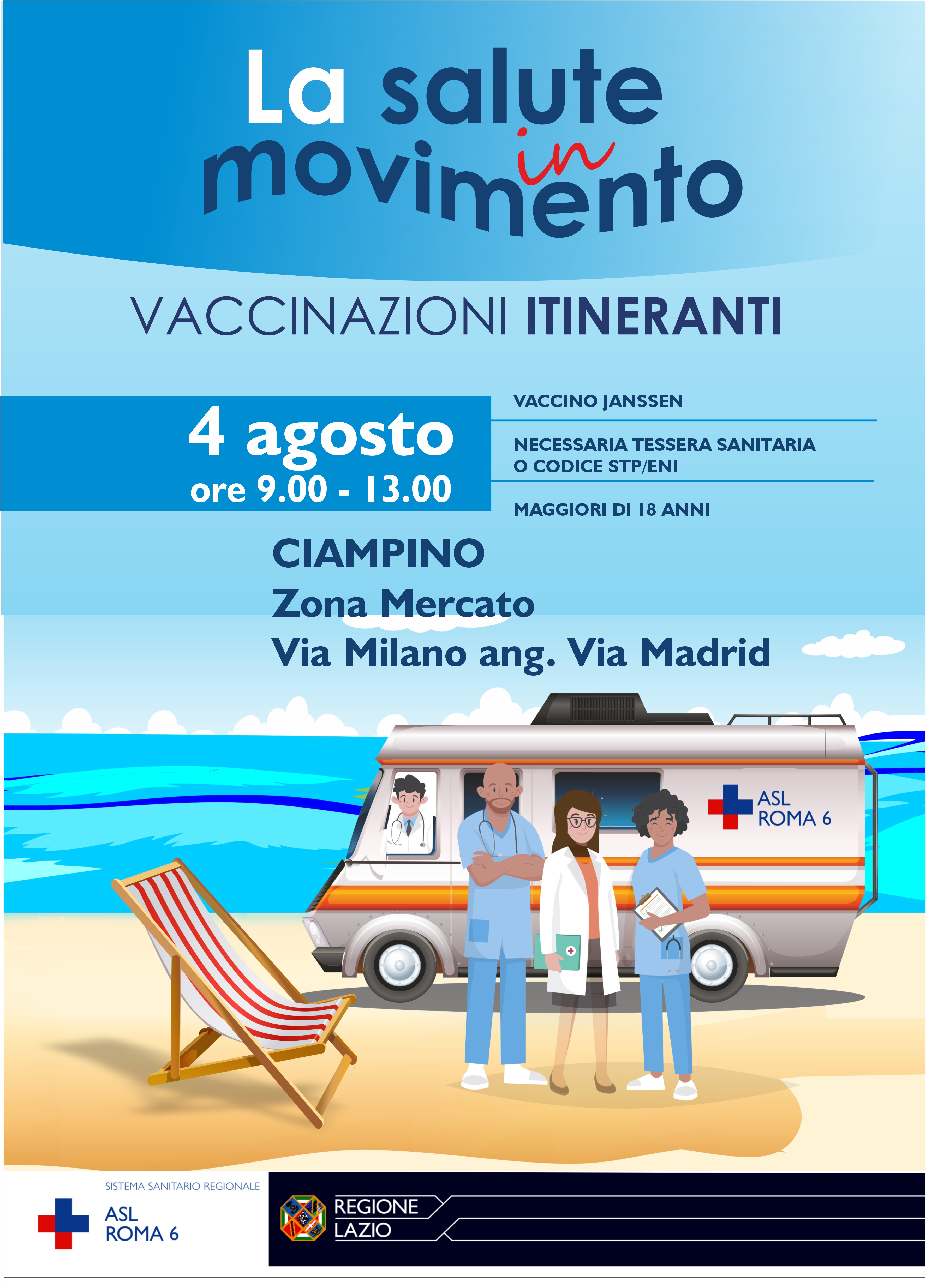 E' di nuovo a Ciampino la Campagna di vaccinazione itinerante anti Covid-19 - "La salute in Movimento"